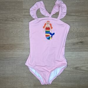 *NEW* Hanna Andersson Girls 8 130cm Swimsuit Mermaid Pink Ruffle One Piece Suit